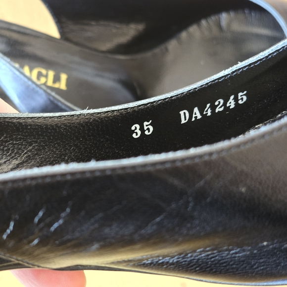 BRUNO MAGLI Black Leather Slingback 1 inch heel shoe size 35 EU - Picture 6 of 9